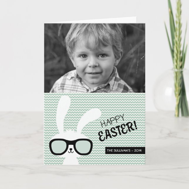 Hipster Bunny | Frohe Osterfotokarte Feiertagskarte (Vorderseite)