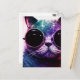 Hipster Cat Pop Art Postkarte (Vorderseite/Rückseite Beispiel)