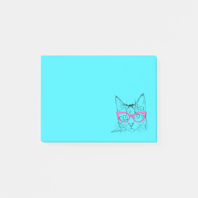 Hipster Cat Post-it Klebezettel (Vorderseite)