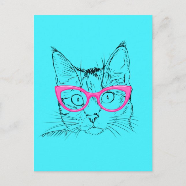 Hipster Cat Postkarte (Vorderseite)