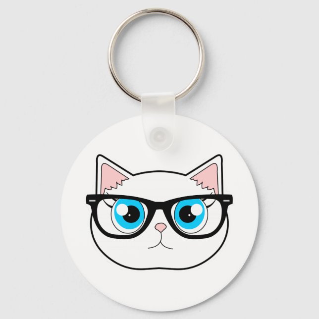 Hipster Cat Schlüsselanhänger (Vorderseite)