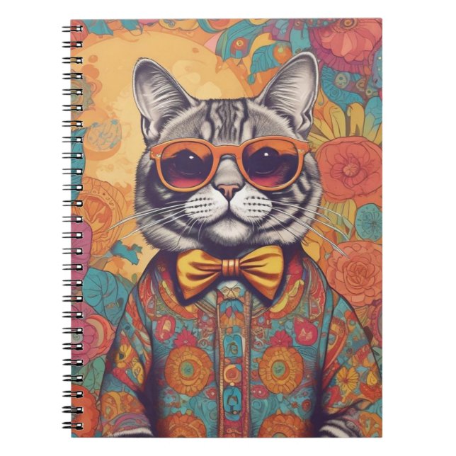 Hipster Cat Spiral Foto Notebook Notizblock (Vorderseite)