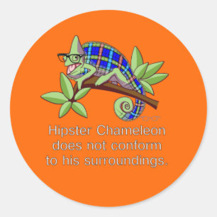Hipster-Chamäleon-Aufkleber Runder Aufkleber