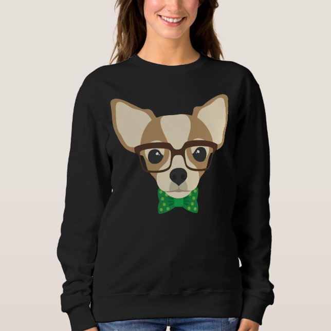 Hipster Chihuahua Sweatshirt (Vorderseite)