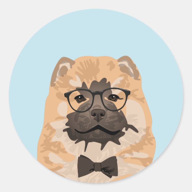 Hipster Chow Chow Dog Sticker für Hundeliebhaber (Vorderseite)