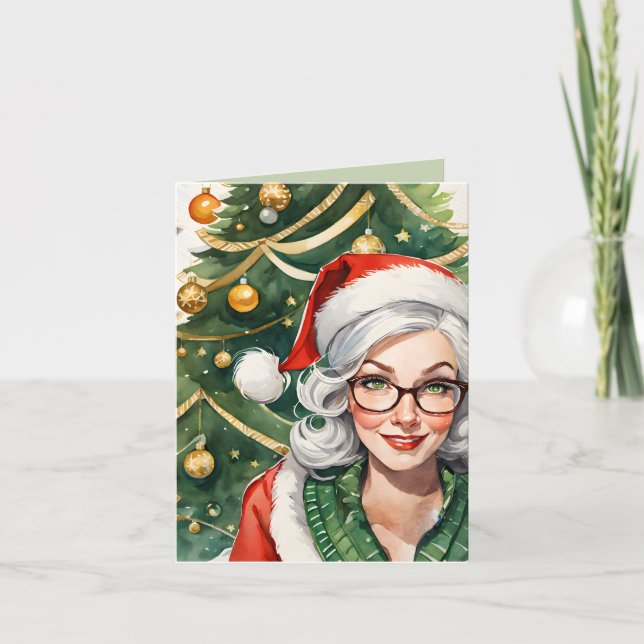 Hipster Claus & Cocktail Rezept Weihnachten Karte (Vorderseite)