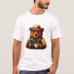 Hipster Coffee Bear – Stylish Drip Brew T-Shirt