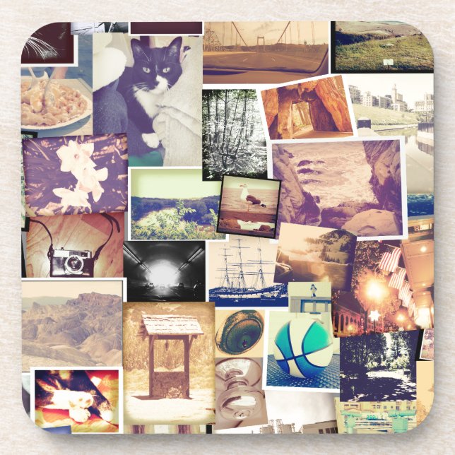 Hipster-Collage für cooles Foto Getränkeuntersetzer (Vorderseite)
