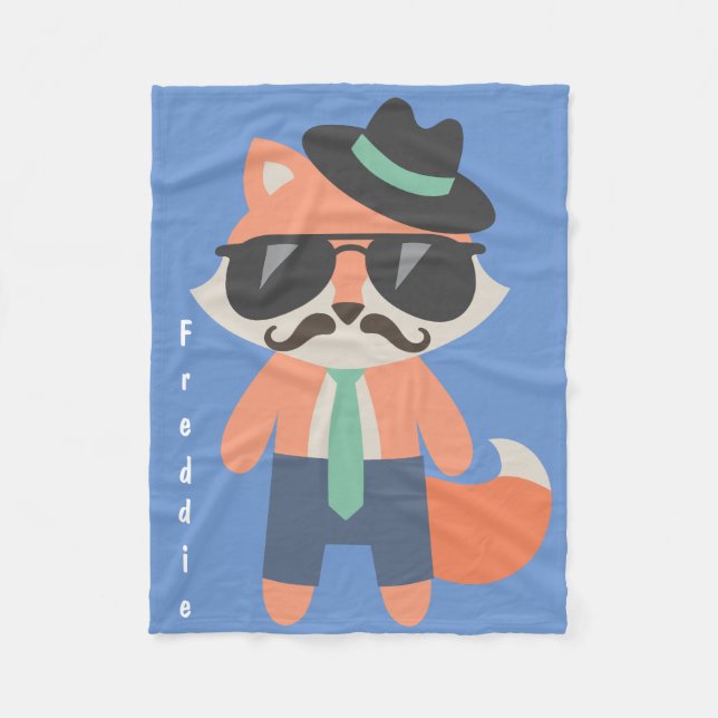 Hipster Cool Fox Baby Boy Fleecedecke (Vorderseite)