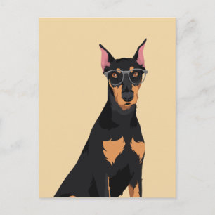 Hipster Cooler deutscher Pinscher Hund für Hundeli Postkarte