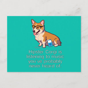 Hipster Corgi Post Card Postkarte