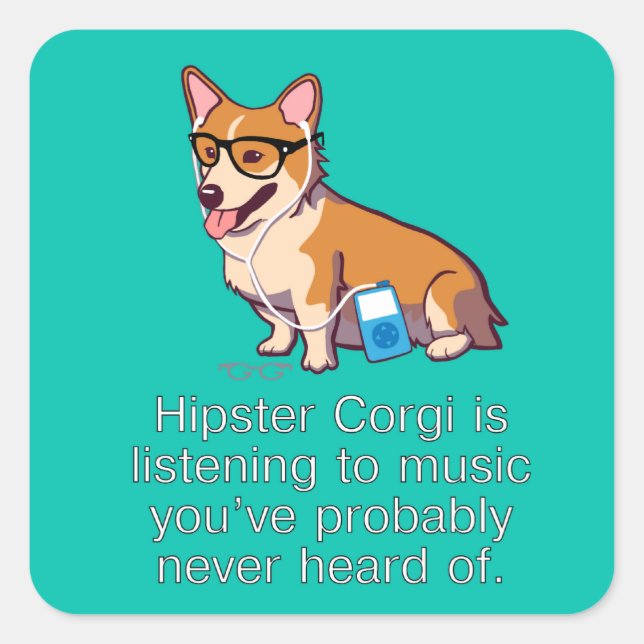 Hipster Corgi Stickers (Vorderseite)