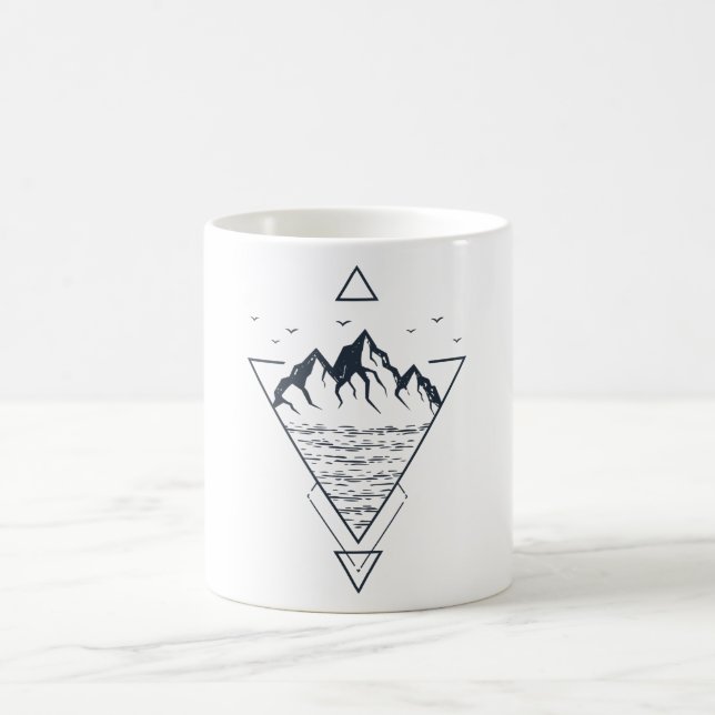 Hipster der modernen geometrischen Naturgebirge Kaffeetasse (Mittel)
