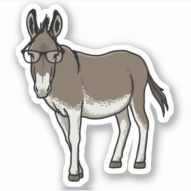 Hipster Donkey Aufkleber (Vorderseite)