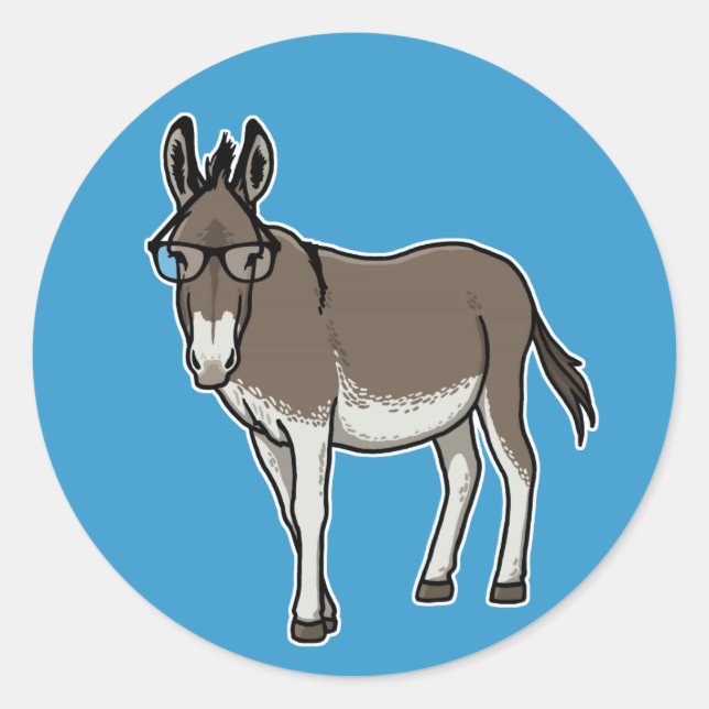 Hipster Donkey Runder Aufkleber (Vorderseite)