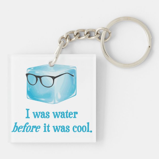 Hipster-Eis-Würfel war Wasser, bevor er cool war Schlüsselanhänger (Rückseite)