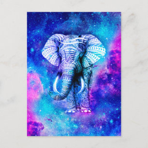 Hipster Elephant Nebula Space Postkarte