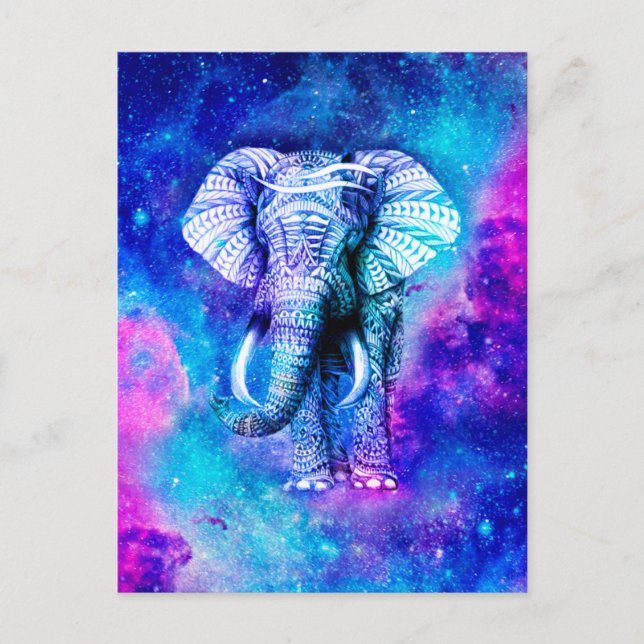 Hipster Elephant Nebula Space Postkarte (Vorderseite)