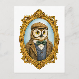 Hipster-Eulen-Porträt Postkarte