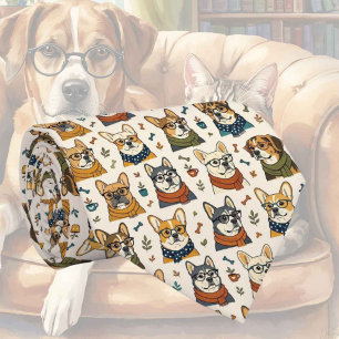Hipster Faux Seide Stylischer Hund Gentleman's Krawatte