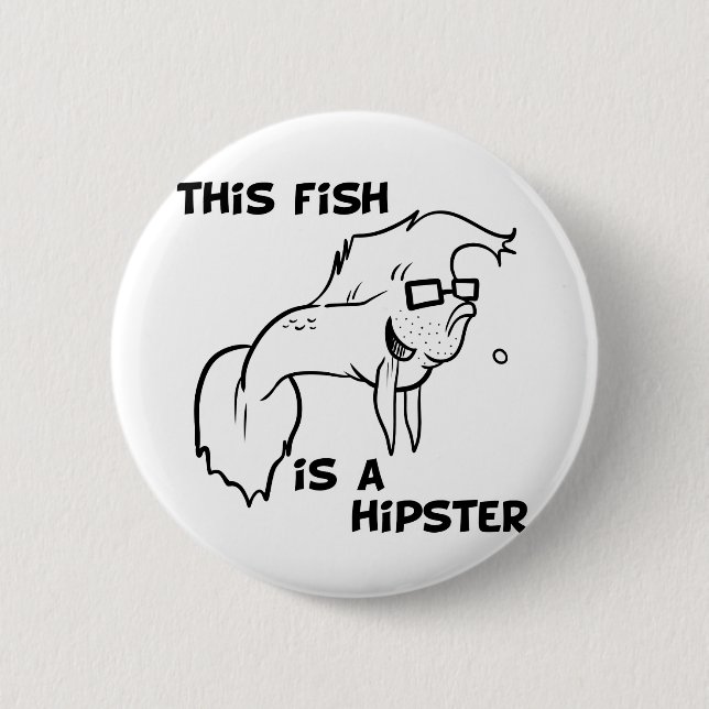 Hipster-Fische Button (Vorderseite)