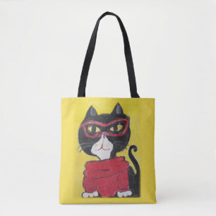 Hipster Folk Art Turtleneck Cat Tasche