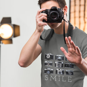 Hipster-Fotograf alte Kameras Objektiv T-Shirt