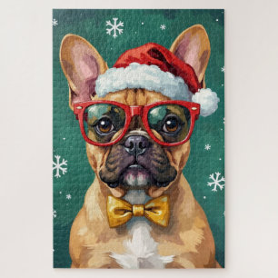 Hipster Französische Bulldogge Santa Brille Modern