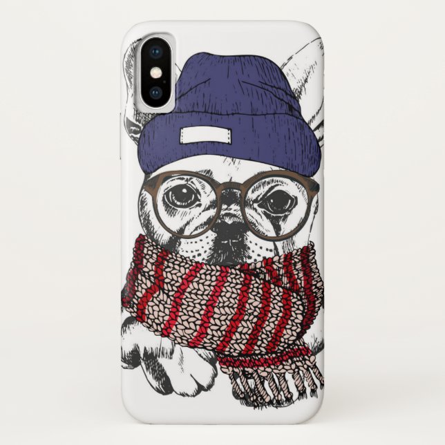 Hipster Französischer Bull-Hund Case-Mate iPhone Hülle (Rückseite)