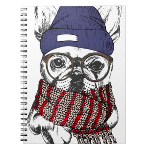 Hipster Französischer Bull-Hund Notizblock