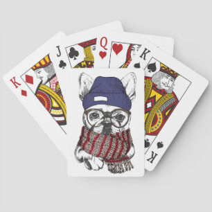 Hipster Französischer Bull-Hund Spielkarten
