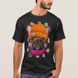 Hipster French Bulldog Geek Nerd Glasses Dog Liebe T-Shirt