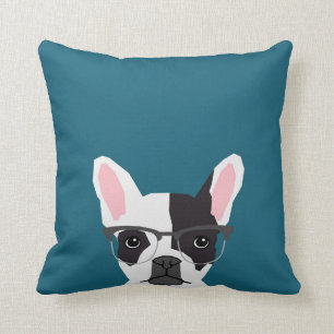 Hipster Frenchie mit Brille - Französischer BullDo Kissen