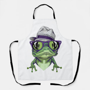 Hipster Froschtier mit Brille und Hutvektor Schürze
