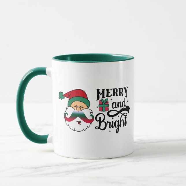 Hipster Funny Père Noël Mustache Design Mug de Noë (Gauche)