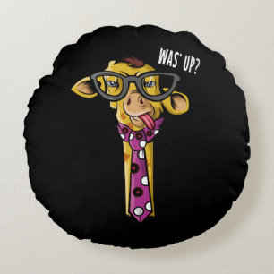 Hipster Giraffe Funny African Animal with Glass Rundes Kissen