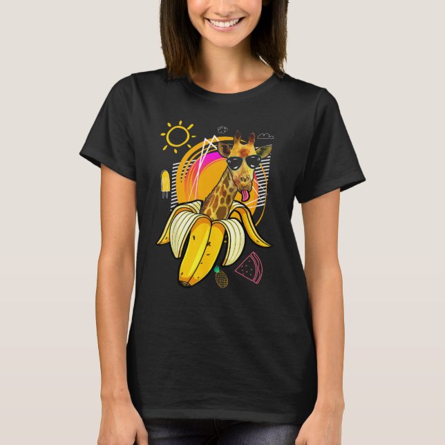Hipster Giraffe with Banana and Sunglasses  summer T-Shirt (Vorderseite)