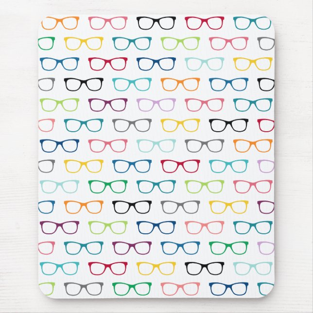 Hipster Glasses farbiges Muster Mouse Pad Mousepad (Vorne)