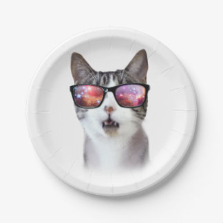 Hipster Glasses Space Galaxy Cat Paper Teller