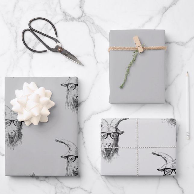 Hipster Goat Geschenkpapier Set (Vorderseite)