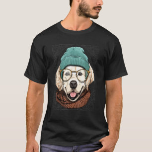 Hipster Golden Retriever Animal Wearing Sonnenbril T-Shirt