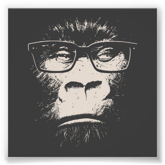 Hipster Gorilla mit Brille Fotodruck (Vorne)