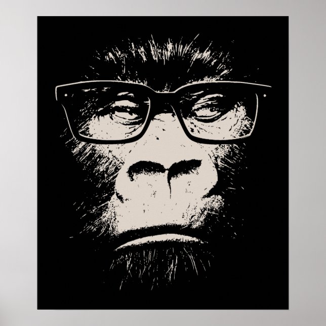 Hipster Gorilla mit Brille Poster (Vorne)
