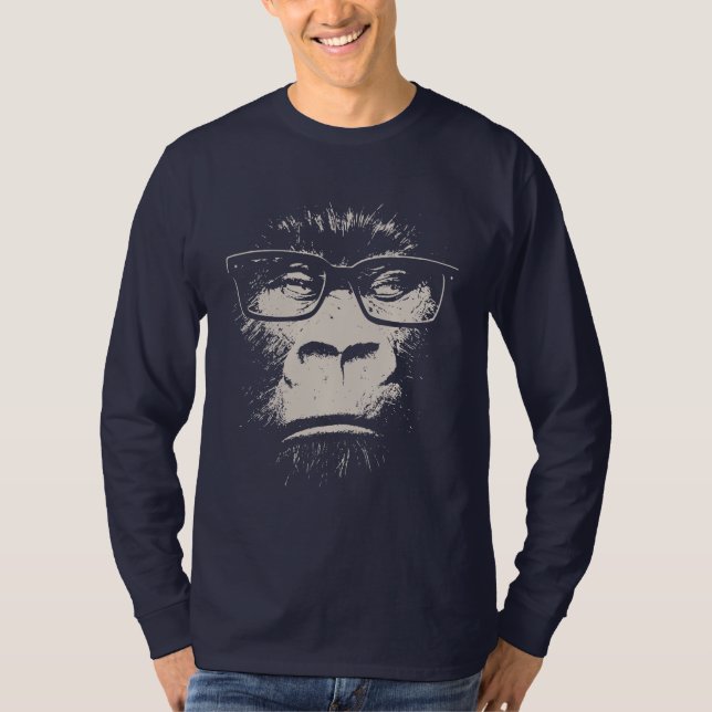 Hipster Gorilla mit Brille T-Shirt (Vorderseite)