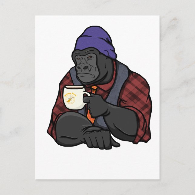 Hipster-Gorilla Postkarte (Vorderseite)