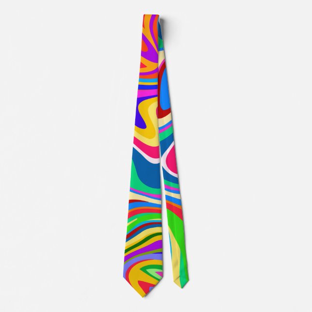 Hipster Groovy Retro Rainbow Surface Pattern Krawatte (Vorderseite)