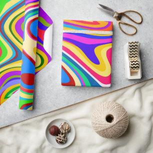 Hipster Groovy Retro Regenbogen-Oberflächenmuster Geschenkpapier