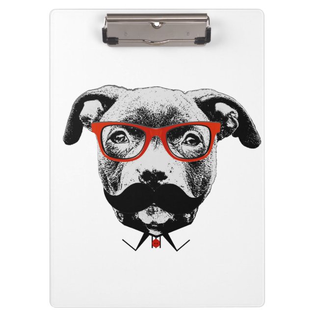 Hipster-Gruben-Stier-Terrier Klemmbrett (Vorderseite)