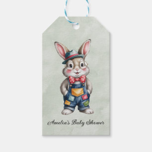 Hipster-Häschen-Junge-Baby-Shower-Dankeschön Geschenkanhänger
