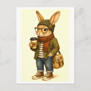 Hipster-Hasen-Postkarte Postkarte